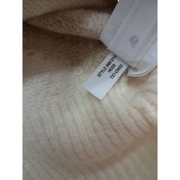 Madewell Sweater Cream Crop Wool Alpaca Boat Neck Striped Sleeve Geo Women's XS - Picture 9 of 11